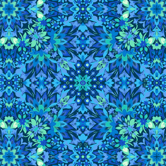 Bee All You Can Bee by Art Loft Damask Dark Blue    6942-77 Cotton Woven Fabric