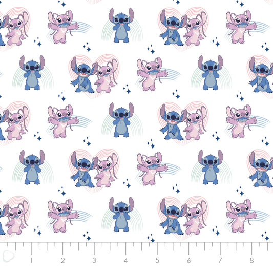 Licensed Disney Stitch Blogger Dance it Out White 85240401-03 Cotton Woven Fabric