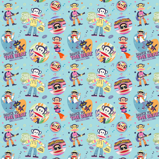 Licensed Paul Frank Dance Off Aqua DDC10512-AQUA Cotton Woven Fabric