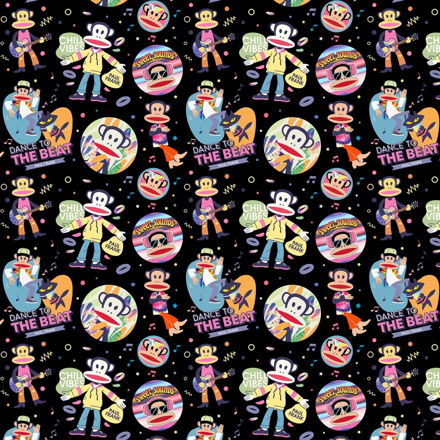 Licensed Paul Frank Dance Off Black    DDC10512-BLAC Cotton Woven Fabric