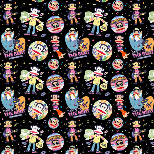 Licensed Paul Frank Dance Off Black    DDC10512-BLAC Cotton Woven Fabric