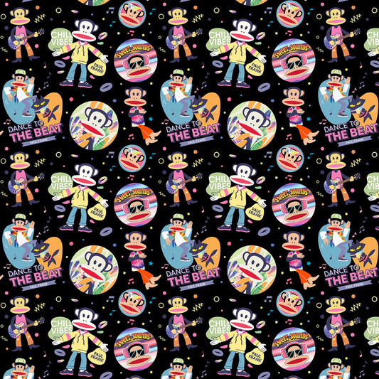 Licensed Paul Frank Dance Off Black DDC10512-BLAC Cotton Woven Fabric