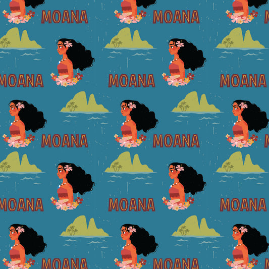 Licensed Disney Moana 2 Daughter of the Sea Blue 85290202-01 Cotton Woven Fabric