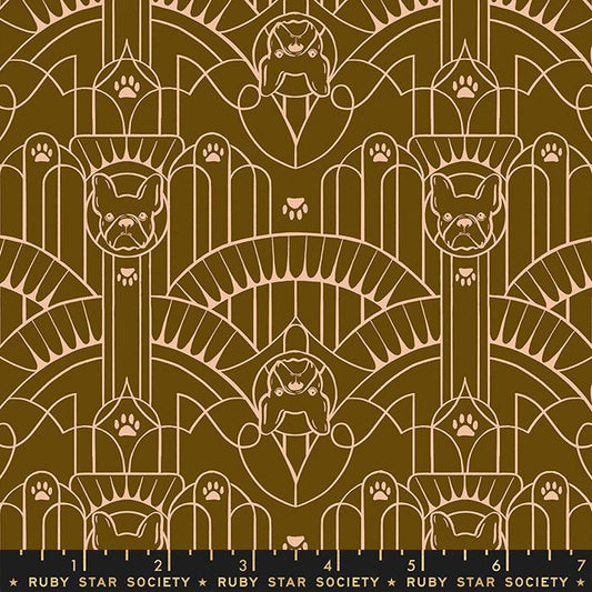 Dog Park by Sarah Watts of Ruby Star Society Deco Pup Cocoa    RS2097-16 Cotton Woven Fabric