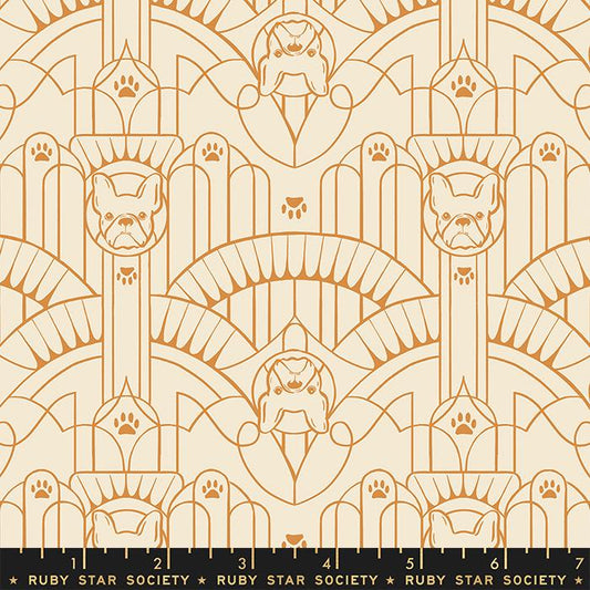 PREORDER ITEM - EXPECTED MAY 2024: Dog Park by Sarah Watts of Ruby Star Society Deco Pup Shell    RS2097-13 Cotton Woven Fabric