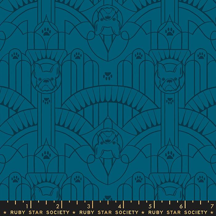 Dog Park by Sarah Watts of Ruby Star Society Deco Pup Teal    RS2097-15 Cotton Woven Fabric