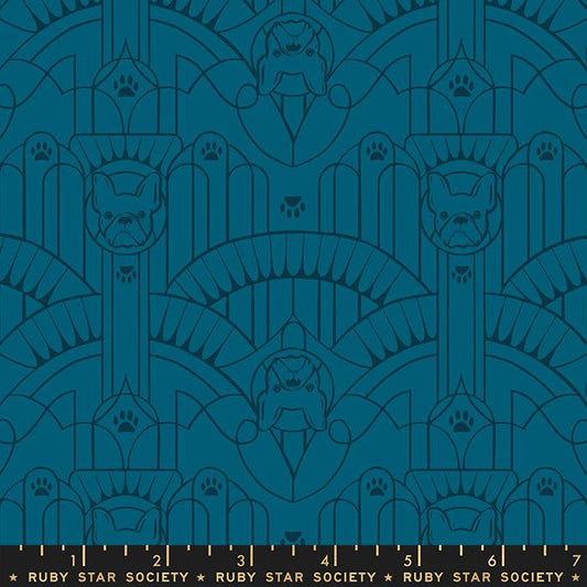 Dog Park by Sarah Watts of Ruby Star Society Deco Pup Teal    RS2097-15 Cotton Woven Fabric