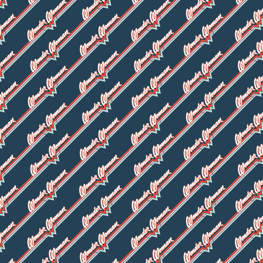 Licensed Wonder Woman 2 Diagonal Logo Navy 23400885-2 Cotton Woven Fabric