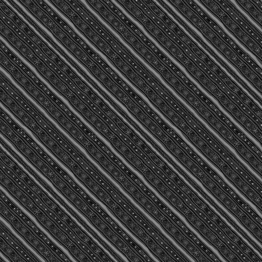 Baby, It's Gnomes Outside by Susan Winget Diagonal Stripe Black    39807-999 Cotton Woven Fabric
