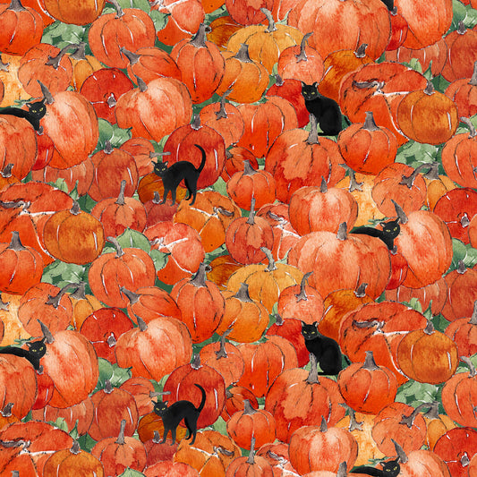Toil & Trouble by Heatherlee Chan Collection Digital Pumpkins Orange Y4159-36 Cotton Woven Fabric