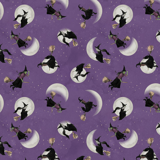 PREORDER ITEM - EXPECTED MAY 2024: Toil & Trouble by Heatherlee Chan Collection Digital Witches Purple    Y4158-27 Cotton Woven Fabric