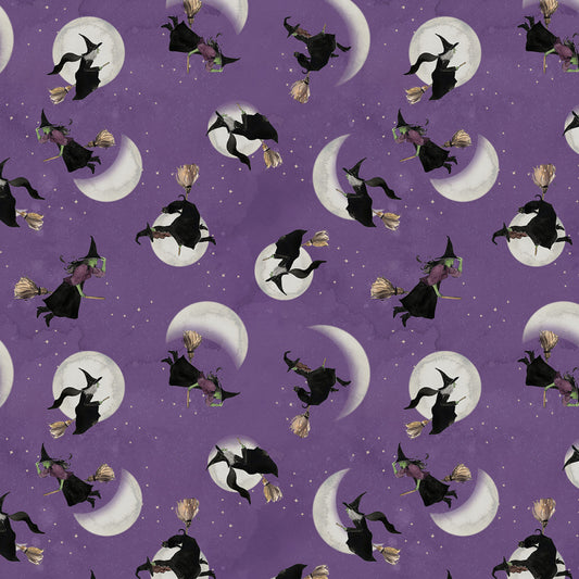 Toil & Trouble by Heatherlee Chan Collection Digital Witches Purple Y4158-27 Cotton Woven Fabric
