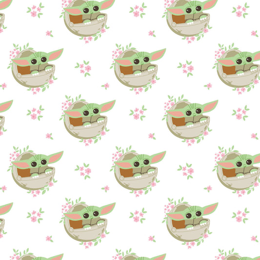 Licensed Star Wars The Mandalorian III Ditsy Floral White 73800297-03 Cotton Woven Fabric