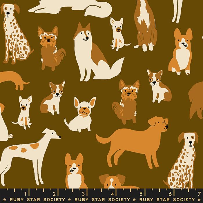 Dog Park by Sarah Watts of Ruby Star Society Dog Medley Cocoa    RS2094-15 Cotton Woven Fabric