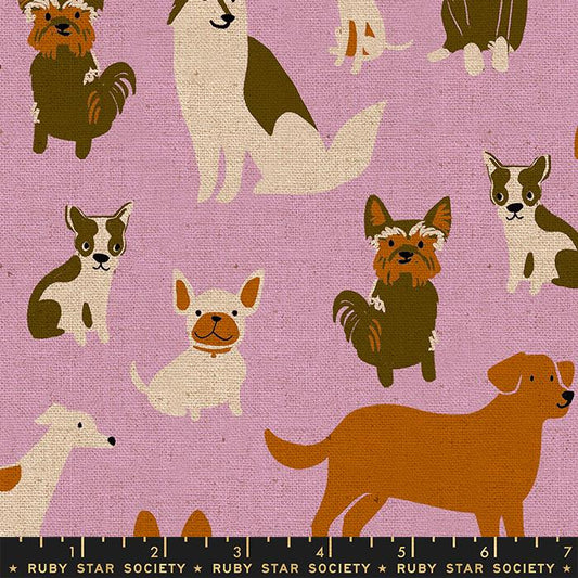 PREORDER ITEM - EXPECTED MAY 2024:  Dog Park by Sarah Watts of Ruby Star Society Dog Medley Macaron Canvas Linen RS2101-20L Canvas