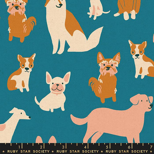 PREORDER ITEM - EXPECTED MAY 2024: Dog Park by Sarah Watts of Ruby Star Society Dog Melody Chambray Canvas Linen RS2101-21L Canvas