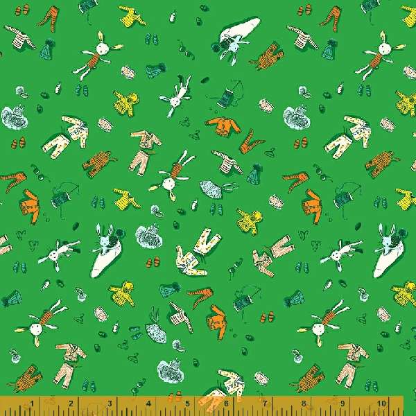 Lucky Rabbit by Heather Ross Doll Clothes Green    53243-6 Cotton Woven Fabric