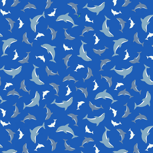 Ocean Glow (Glow in the Dark) Dolphins on Blue A782.3 Cotton Woven Fabric