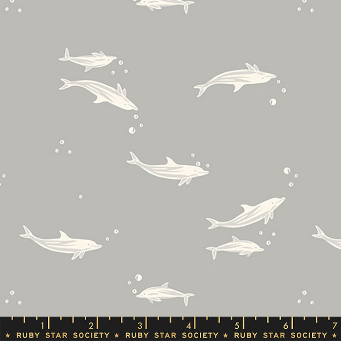 Florida 2 by Sarah Watts for Ruby Star Society Dolphins Steel     RS2059-11 Cotton Woven Fabric