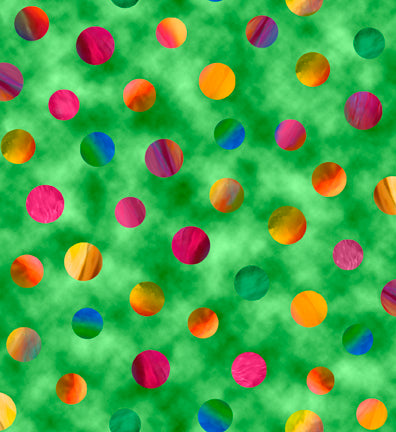 Rainbow Rose by Carol Cavlaris Dots Green 29201-G Cotton Woven Fabric