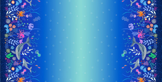 Ocean Glow (Glow in the Dark) Double Edge Border A790 Cotton Woven Fabric