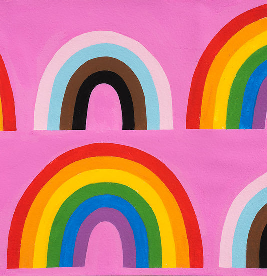 Love is Love Double Rainbow Pink    8944C Cotton Woven Fabric