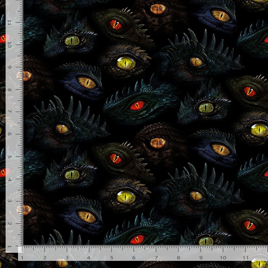 Dragon's Lair Dragon's Eyes Black    FUN-CD2495-BLACK Cotton Woven Fabric