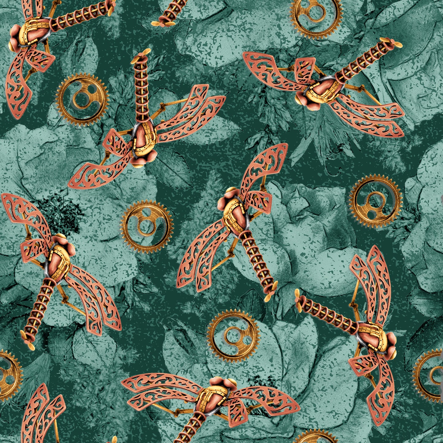 Time Travel by Urban Essence Designs Dragonflies Teal    3012-67 Cotton Woven Fabric