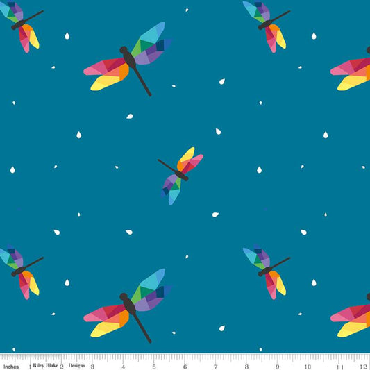Imagine by Kristy Lea Dragonfly Flight Teal     C12162-TEAL Cotton Woven Fabric