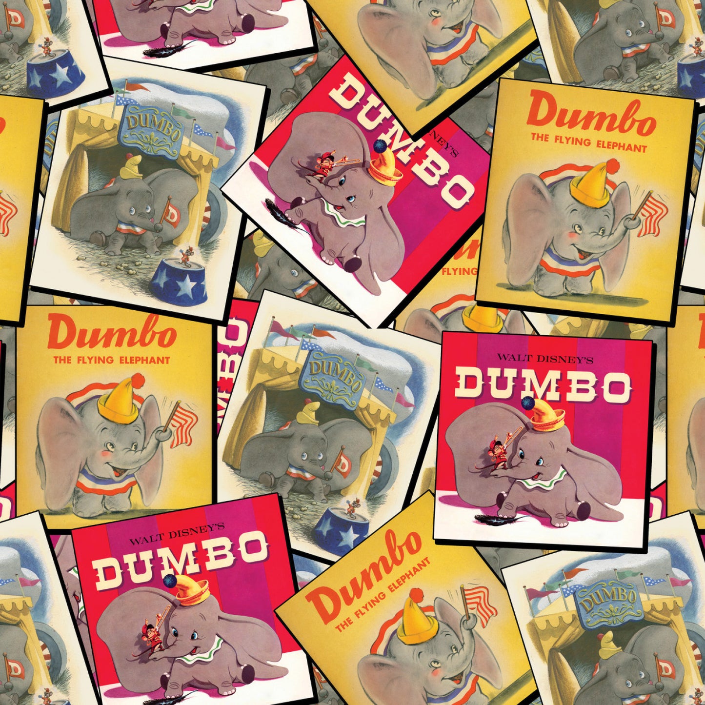 New Arrival: Licensed Disney Character Posters Dumbo Classic Poster Stack    85160603-01 Cotton Woven Fabric