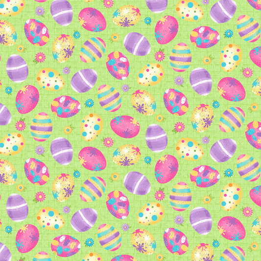 Hoppy Easter Gnomies by Shelly Comiskey Easter Egg Toss Green    563-66 Cotton Woven Fabric