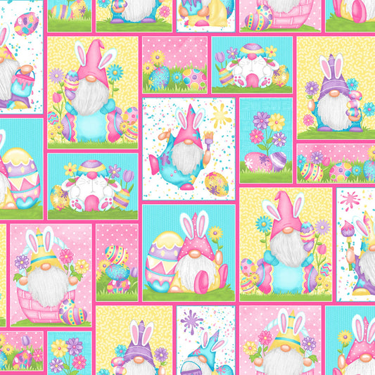 Hoppy Easter Gnomies by Shelly Comiskey Easter Patchwork    562-21 Cotton Woven Fabric
