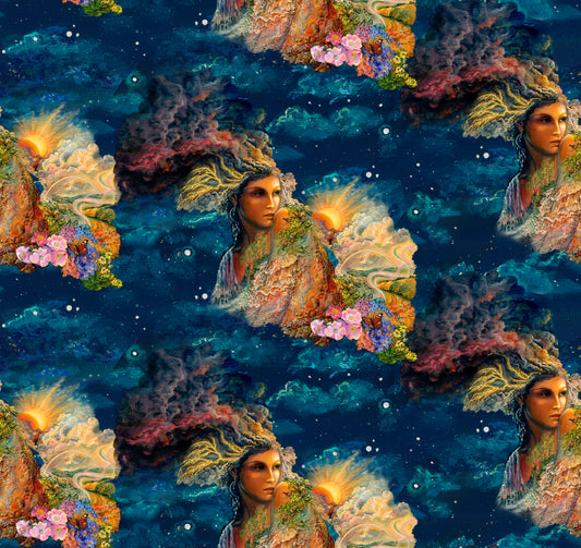 Power Of The Elements Digital by Josephine Wall Elements Goddess    19181-MLT-CTN-D Cotton Woven Fabric