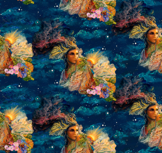 Power Of The Elements Digital by Josephine Wall Elements Goddess 19181-MLT-CTN-D Cotton Woven Fabric