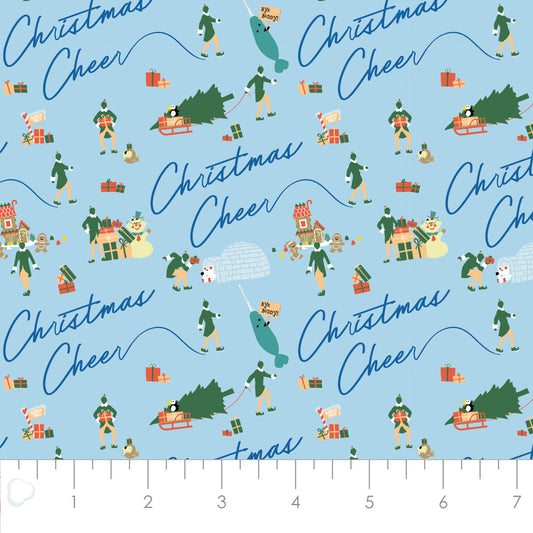 Licensed Character Winter Holiday III Elf Christmas Cheer Light Blue 23130123-02 Cotton Woven Fabric