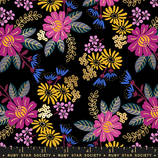 Reign by Rashida Coleman Hale of Ruby Star Society Eminence Black Metallic    RS1026-16M Cotton Woven Fabric