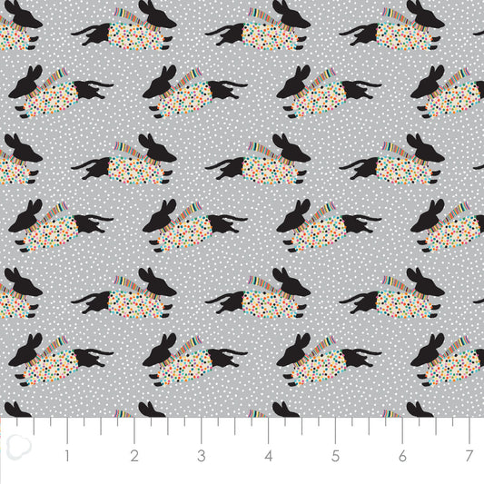 Dachshund through the Snow Fabulous Pups in Grey 82210501-01 Cotton Woven Fabric