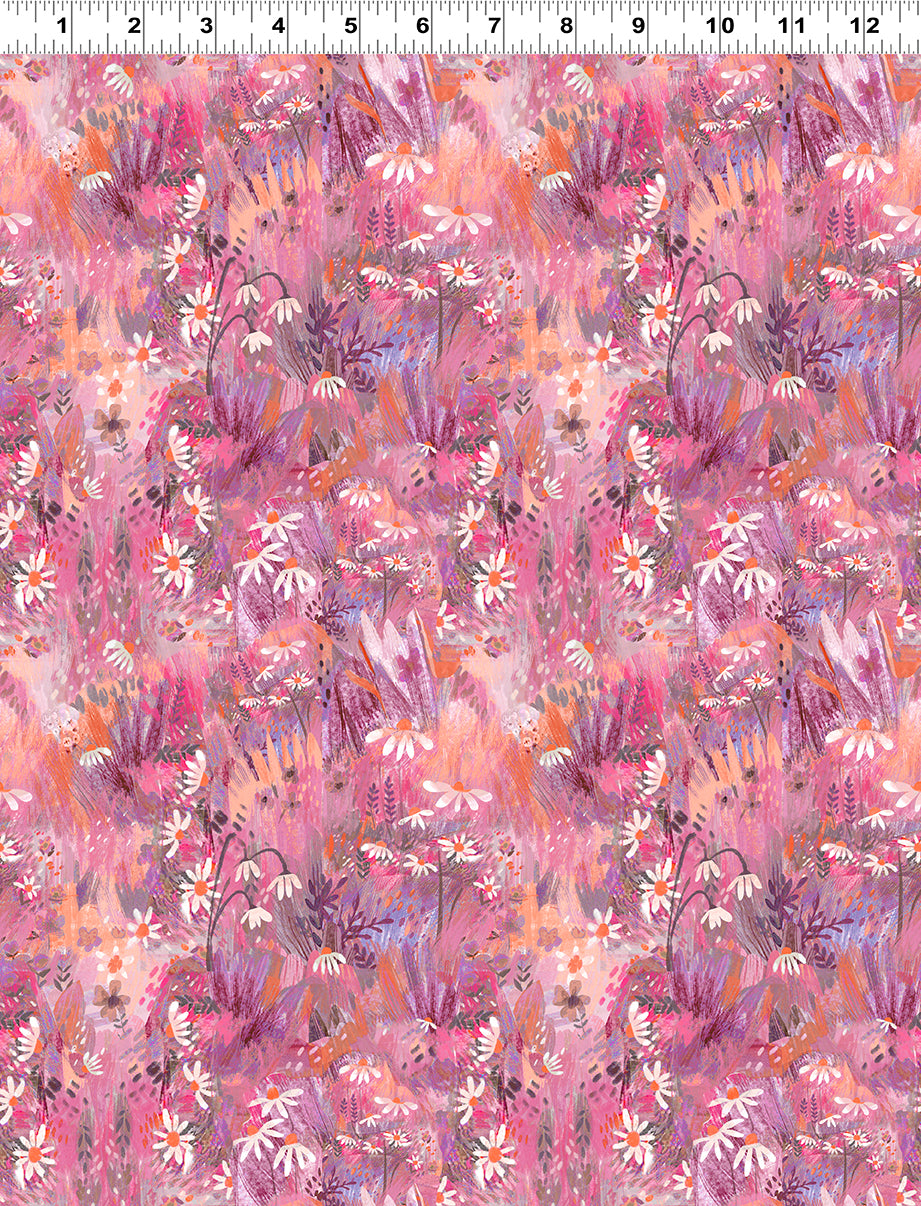 Moments Digital by Kendra Binney Fairy Flowers Pink    Y3743-42 Cotton Woven Fabric