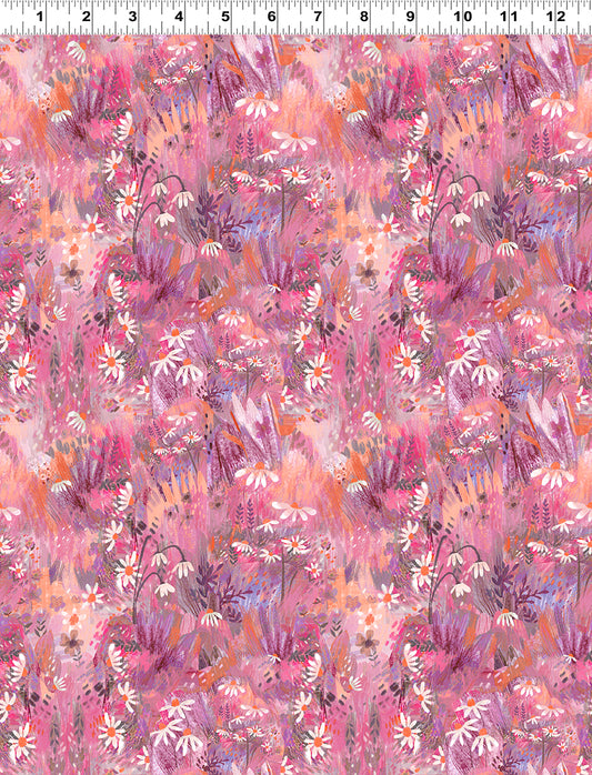 Moments Digital by Kendra Binney Fairy Flowers Pink Y3743-42 Cotton Woven Fabric