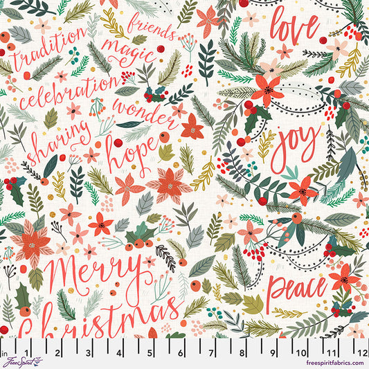 Christmas Squad by Mia Charro Family Wishes Ivory PWMC015.XIVORY Cotton Woven Fabric