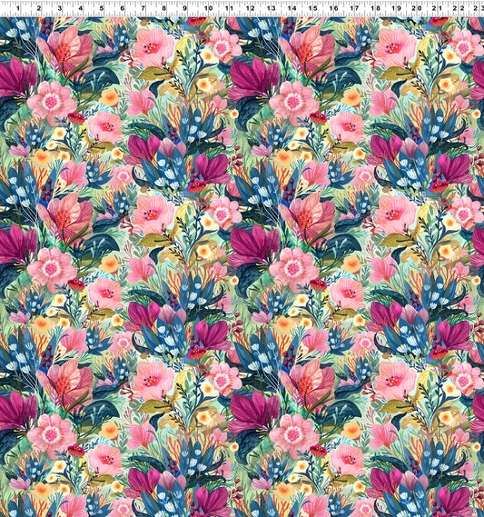 Moments Digital by Kendra Binney Fantasy Garden Pink    Y3740-42 Cotton Woven Fabric