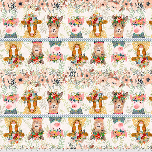 Farm Friends by Mia Chavro Farm Arrangements Ivory PWMC003.XIVORY Cotton Woven Fabric