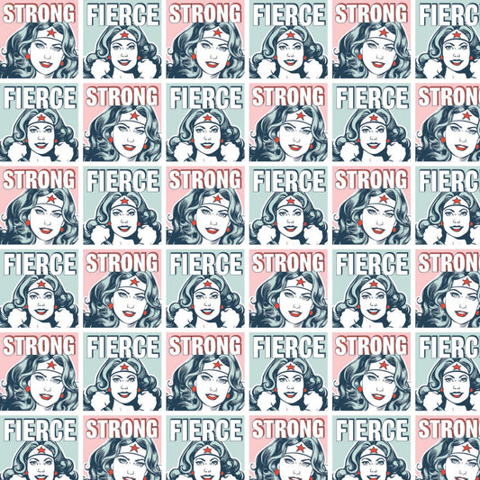 Licensed Wonder Woman 2 Fierce & Strong Light 23400882-1 Cotton Woven Fabric