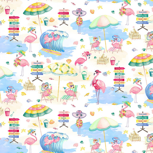 Fun in the Sun by Andi Metz Flamingo Beach 12597B-99 Cotton Woven Fabric