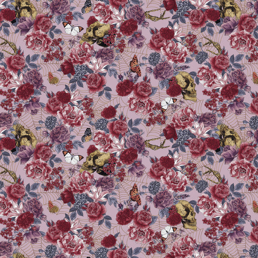 Bones Collection by Melissa Wang Floral and Bones Dusty Rose 7113-21 Cotton Woven Fabric