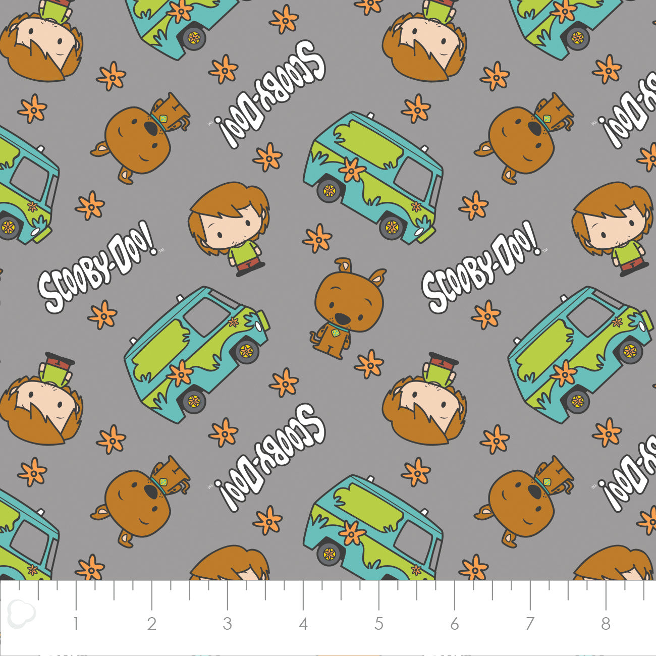 Licensed Scooby Doo Chibi Floral Grey    23700522-03 Cotton Woven Fabric