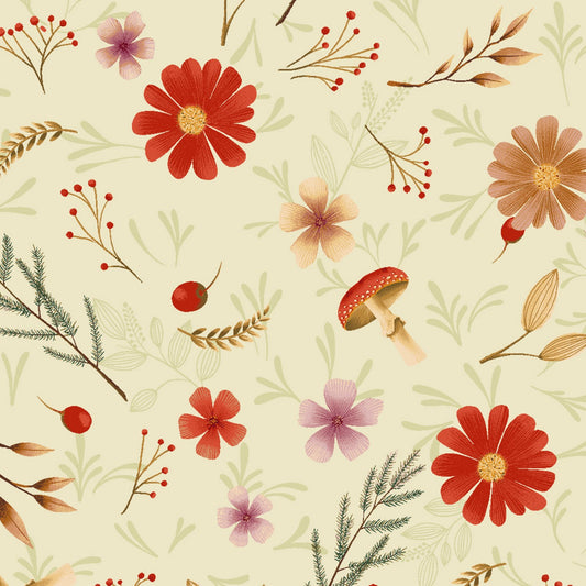 Midnight Flora by Melissa Lowry Floral Small Cream Y3388-57 Cotton Woven Fabric