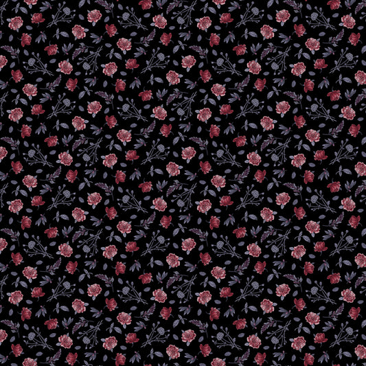Bones Collection by Melissa Wang Flowers Black 7119-99 Cotton Woven Fabric