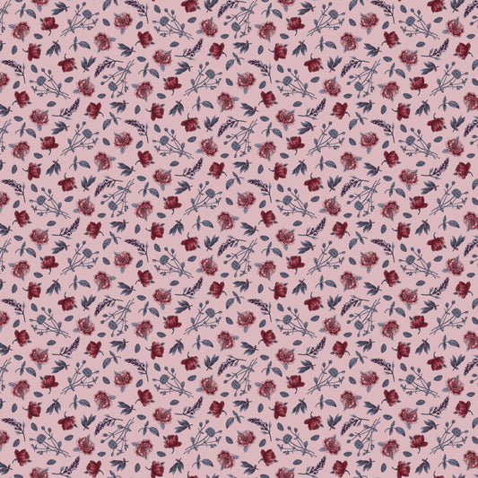 Bones Collection by Melissa Wang Flowers Dusty Rose 7119-21 Cotton Woven Fabric