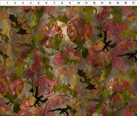 Dragons (The Ancients) Flying Dragons Beige 4DRG-3 Cotton Woven Fabric